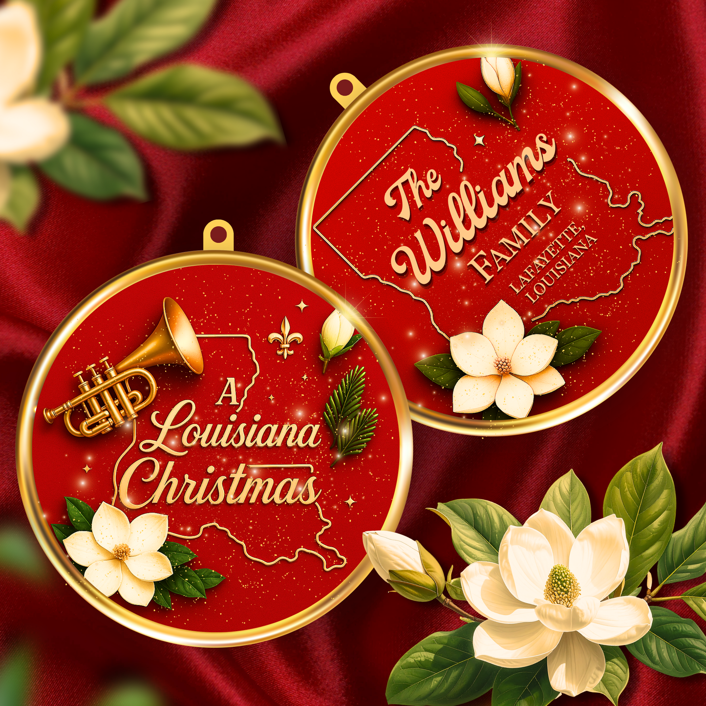 A Louisiana Christmas Personalized Family Ceramic Ornament