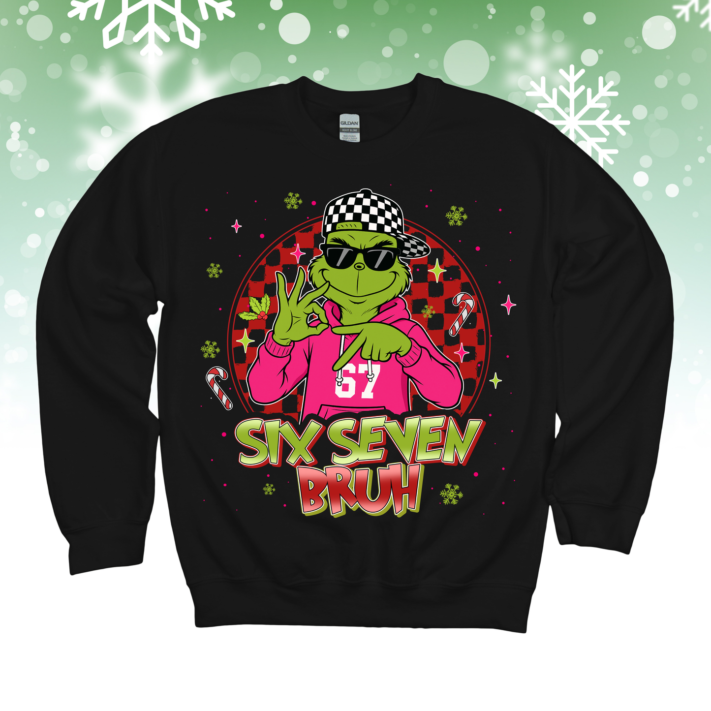Pink Six Seven Bruh Christmas Shirt