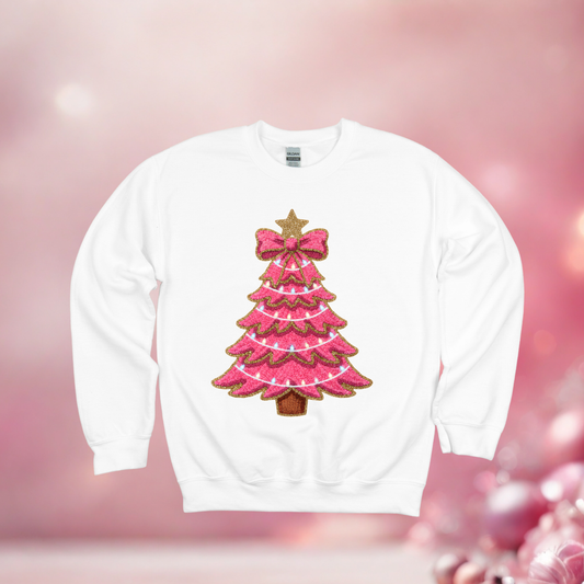 Pink Glitter Christmas Tree Sweatshirt