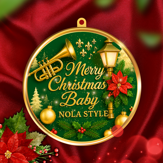 Merry Christmas Baby NOLA Style Ceramic Ornament New Orleans Holiday Decor