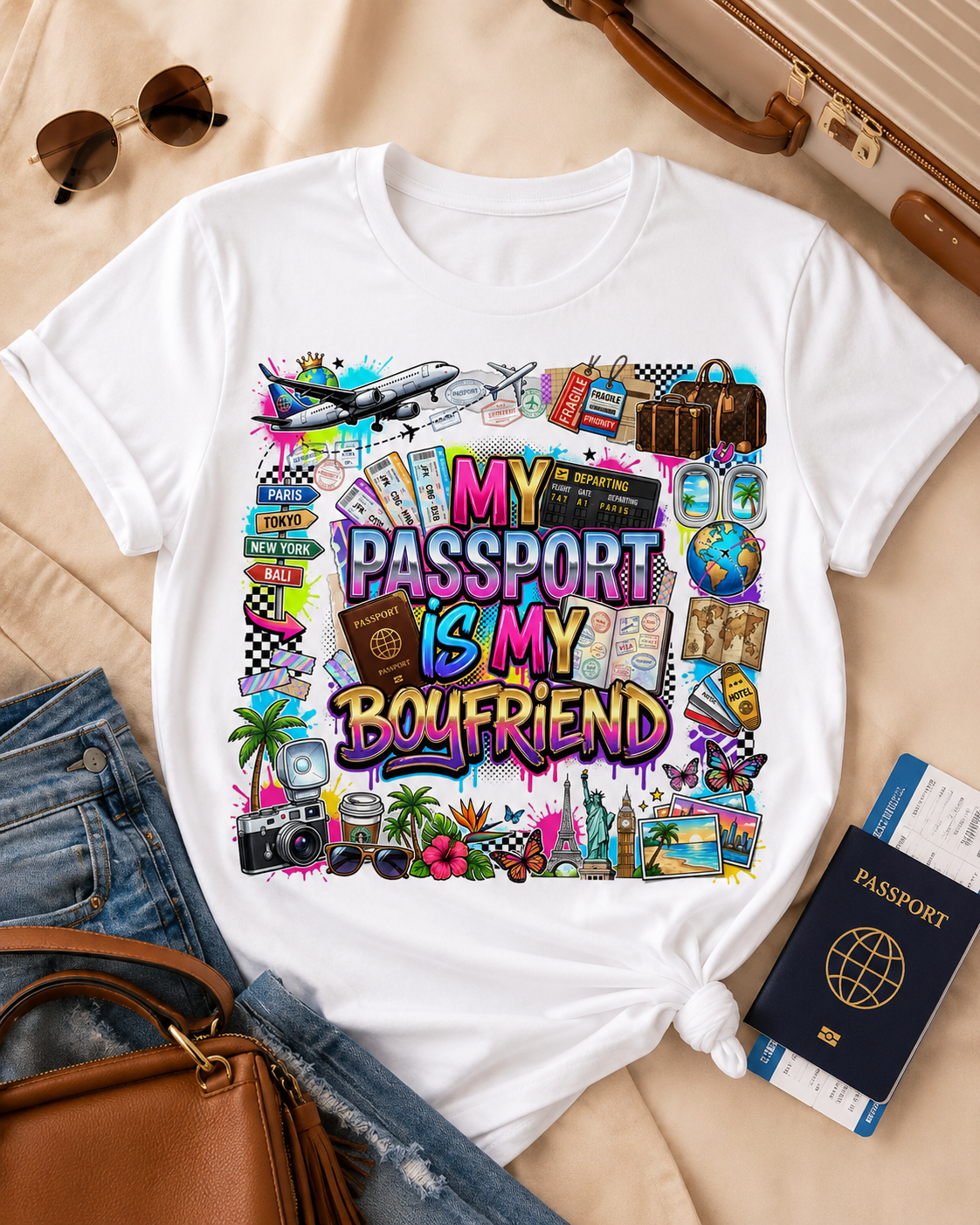 My Passport Is My Boyfriend Travel T Shirt | Vacation Shirt