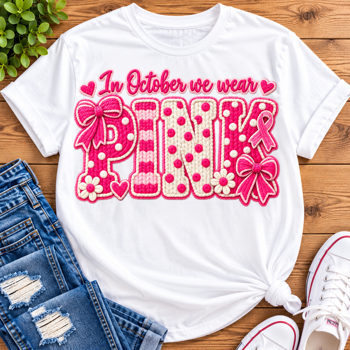 In October We Wear Pink T Shirt | Breast Cancer Awareness