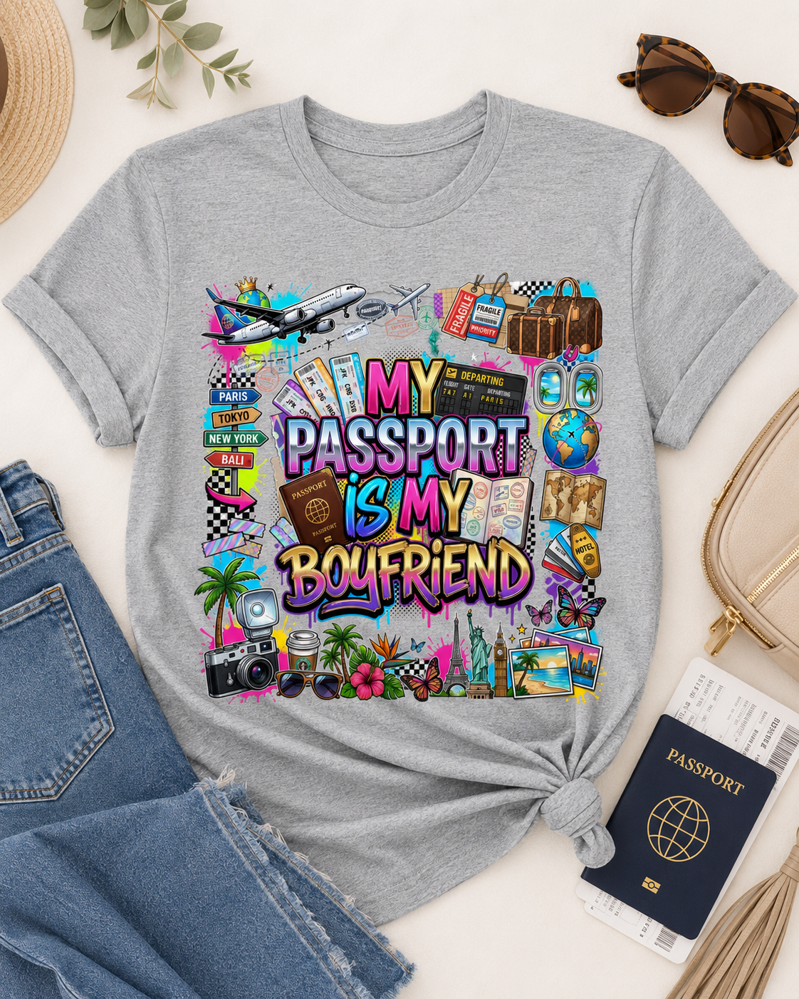 My Passport Is My Boyfriend Travel T Shirt | Vacation Shirt