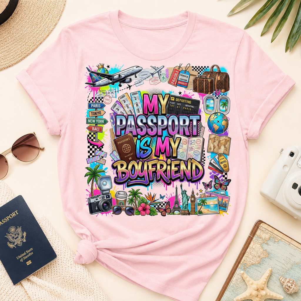 My Passport Is My Boyfriend Travel T Shirt | Vacation Shirt