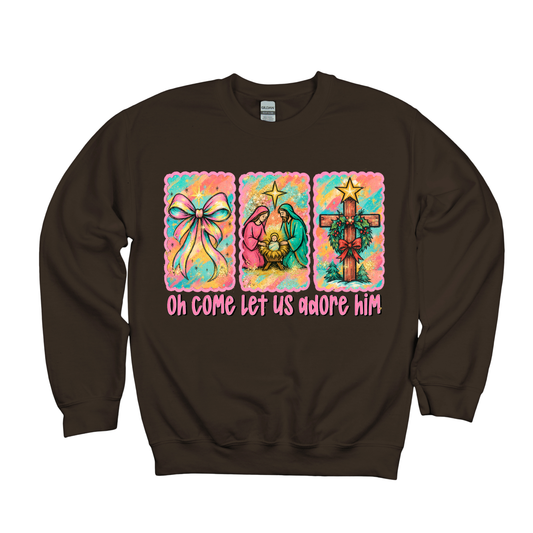 Oh Come Let Us Adore Him Christian Christmas Sweatshirt