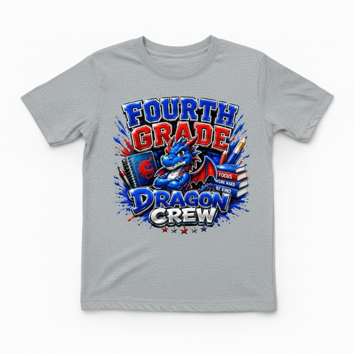 Fourth Grade Dragon Crew - Heather Gray Kids Shirt